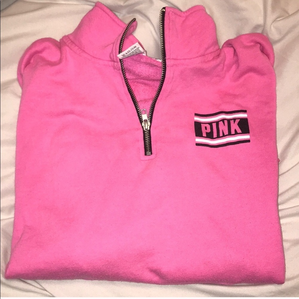 Pink Victoria secret quarter zip sweatshirt